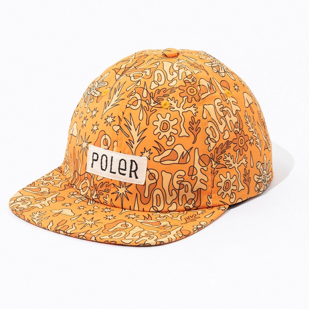 日本限定 POLER ALL OVER 6P CAP 原创印花帽 六片帽 橘印花 - 帽子 - 其他材质 多色