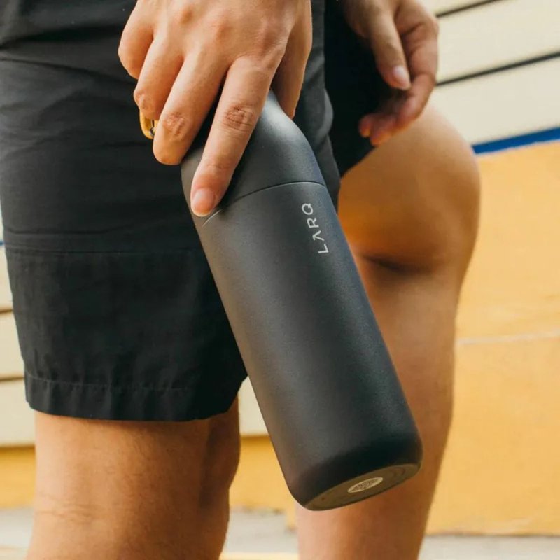 LARQ x NU | 编织挂绳翻盖式不锈钢保温瓶 - 雾黑 - 水瓶/水壶 - 不锈钢 黑色