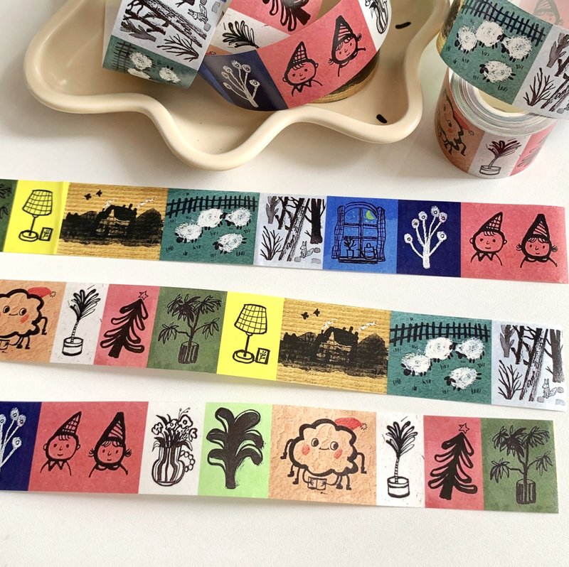 静谧物语 塩顏繪畫 和紙膠帶 10米卷 - 纸胶带 - 其他材质 多色