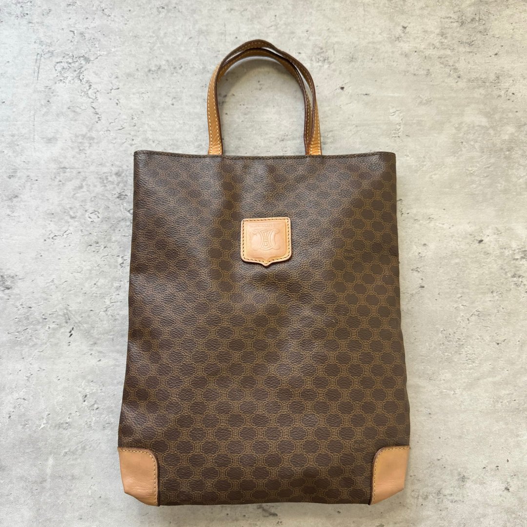 中古正品 Celine Macadam 老花 轻便手提袋 男女适用 iPad - 手提包/手提袋 - 防水材质 咖啡色