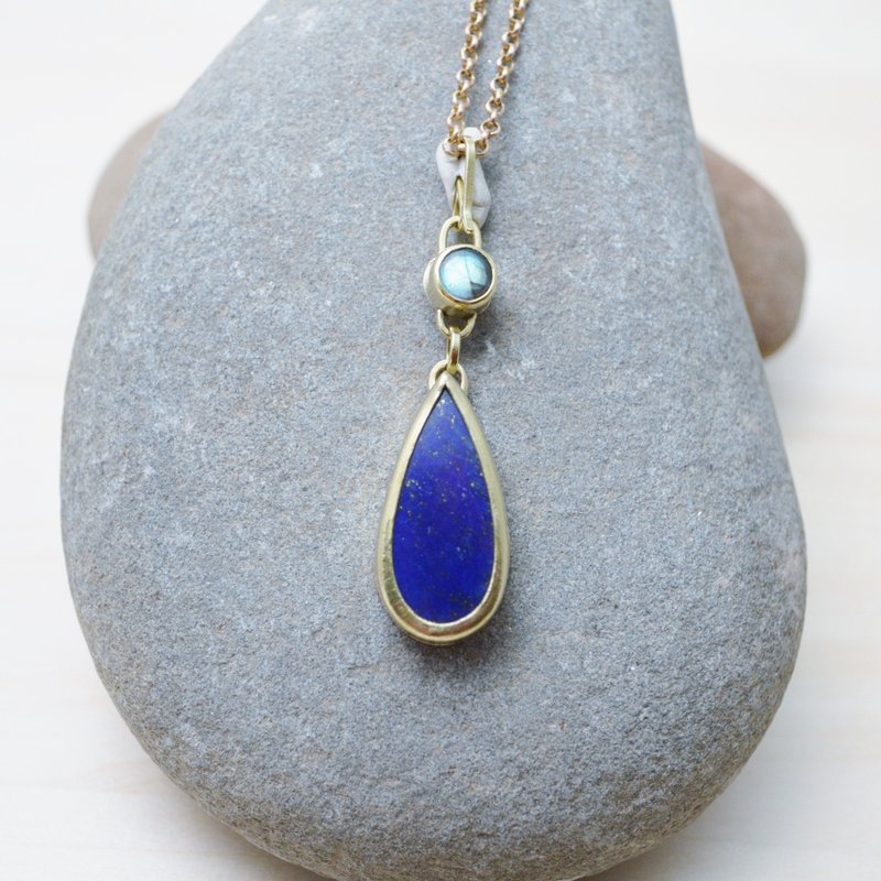 心生活系列·内在指引·02-青金石・拉长石・可调整黄铜链项链 - 项链 - 铜/黄铜 多色