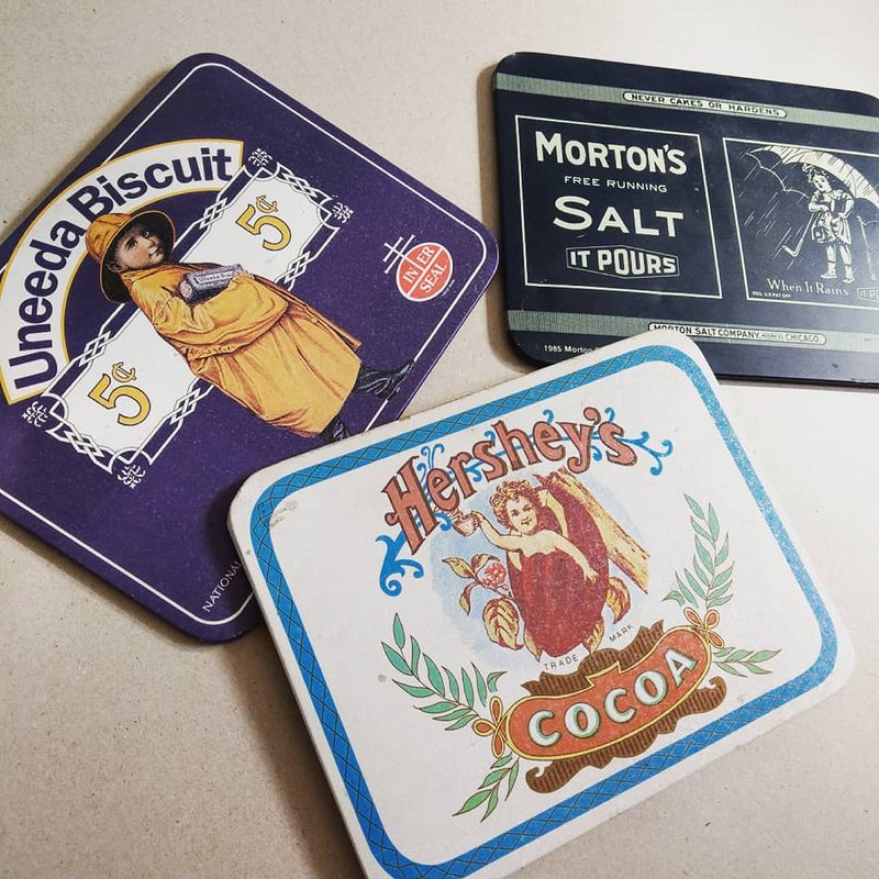 美国古董 复古广告铁板挂画-Hershey/Uneeda Biscuit/Morton三款 - 海报/装饰画/版画 - 其他金属 多色