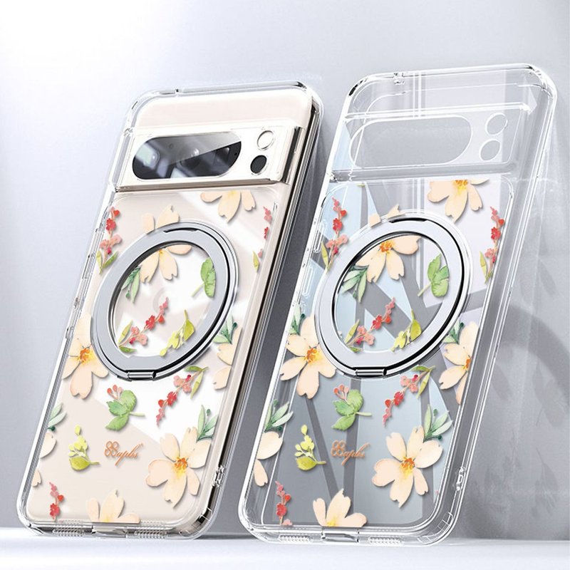 apbs Google Pixel 9/8系列 360旋转磁吸立架手机壳-小清新-樱花 - 手机壳/手机套 - 其他材质 多色