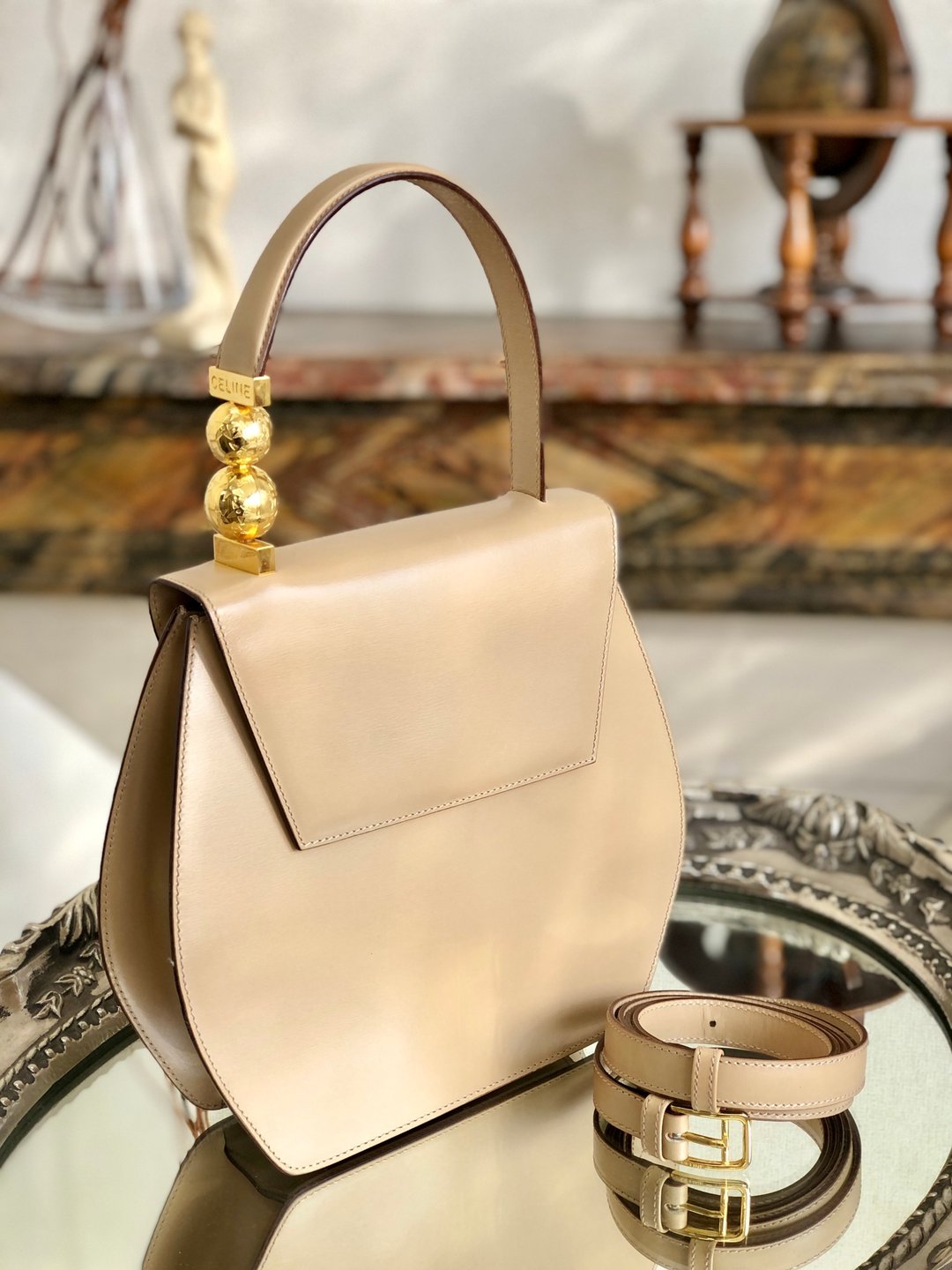 【日本直送二手包装】CELINE Star Ball 皮革 2way 手袋 米色 Vintage Old Zder42 - 手提包/手提袋 - 真皮 咖啡色