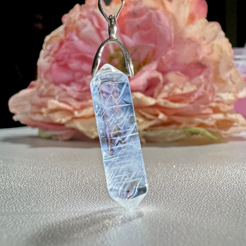 No.108 浓密爆多 显性 蓝针水晶灵摆 显蓝针水晶 灵摆 项链 吊坠 - 项链 - 水晶 透明