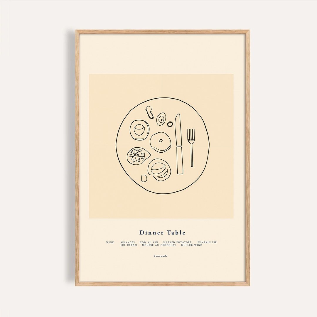 餐桌晚宴 Dinner Table / 当代版画线条插画 - 海报/装饰画/版画 - 纸 