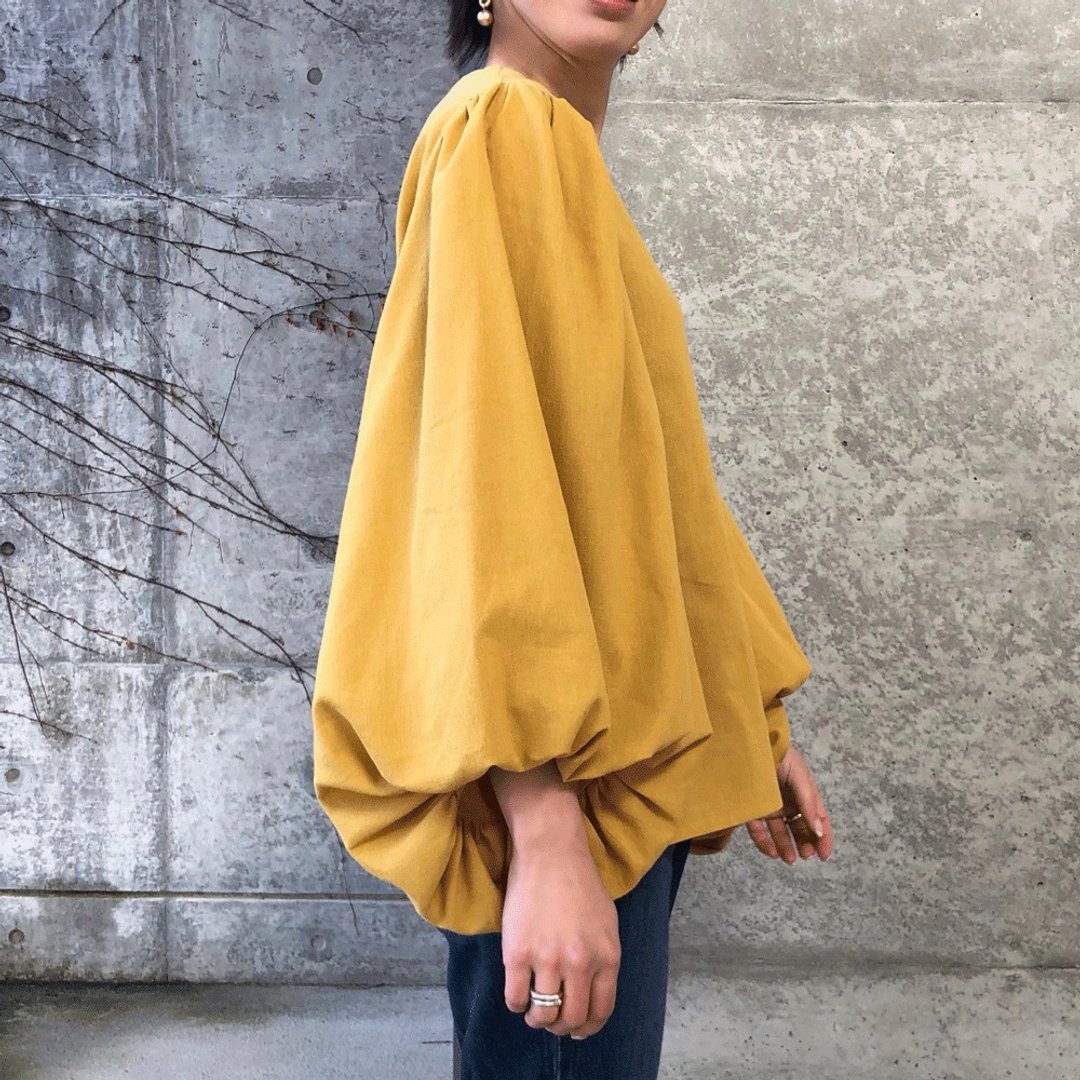 Big-sleeve blouse - 女装衬衫 - 棉 黄色