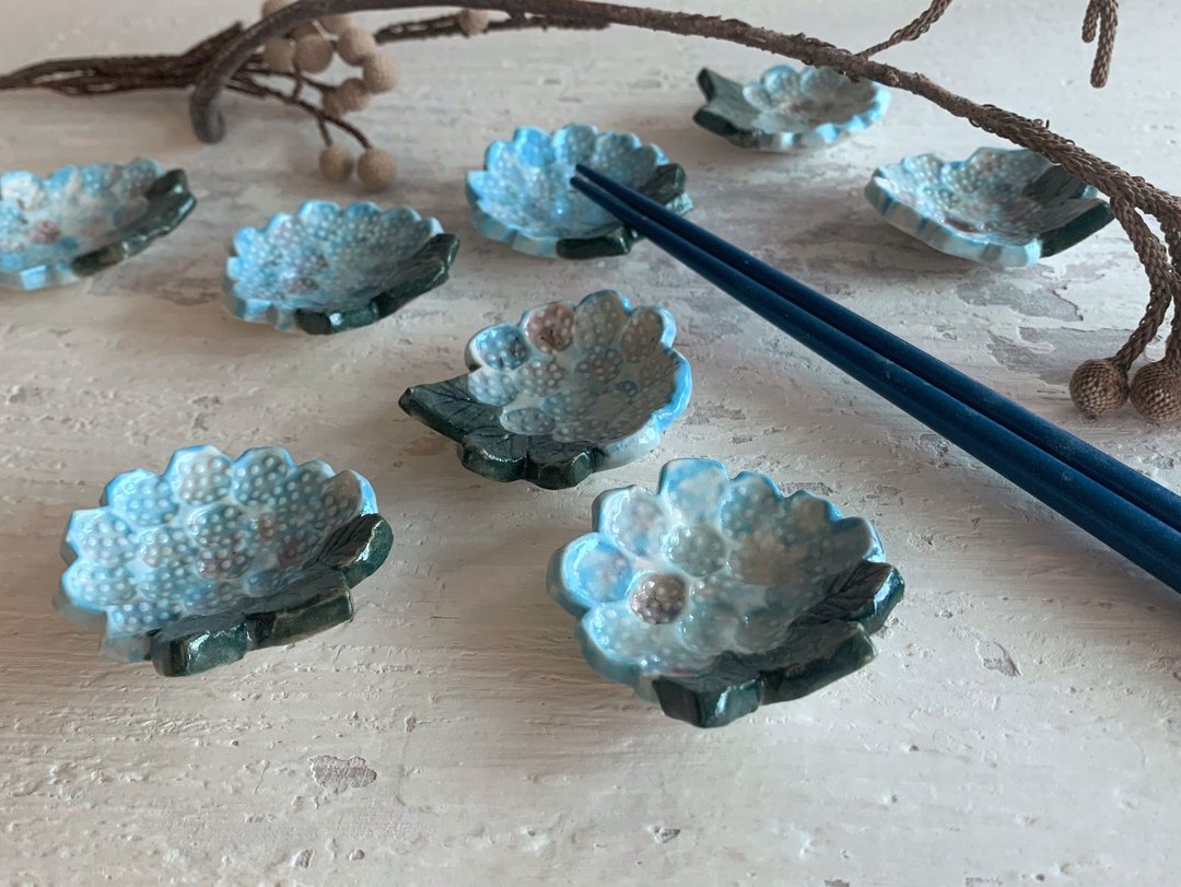 绣球花的祝福筷子架-蓝_陶器筷架 - 筷子/筷架 - 陶 蓝色