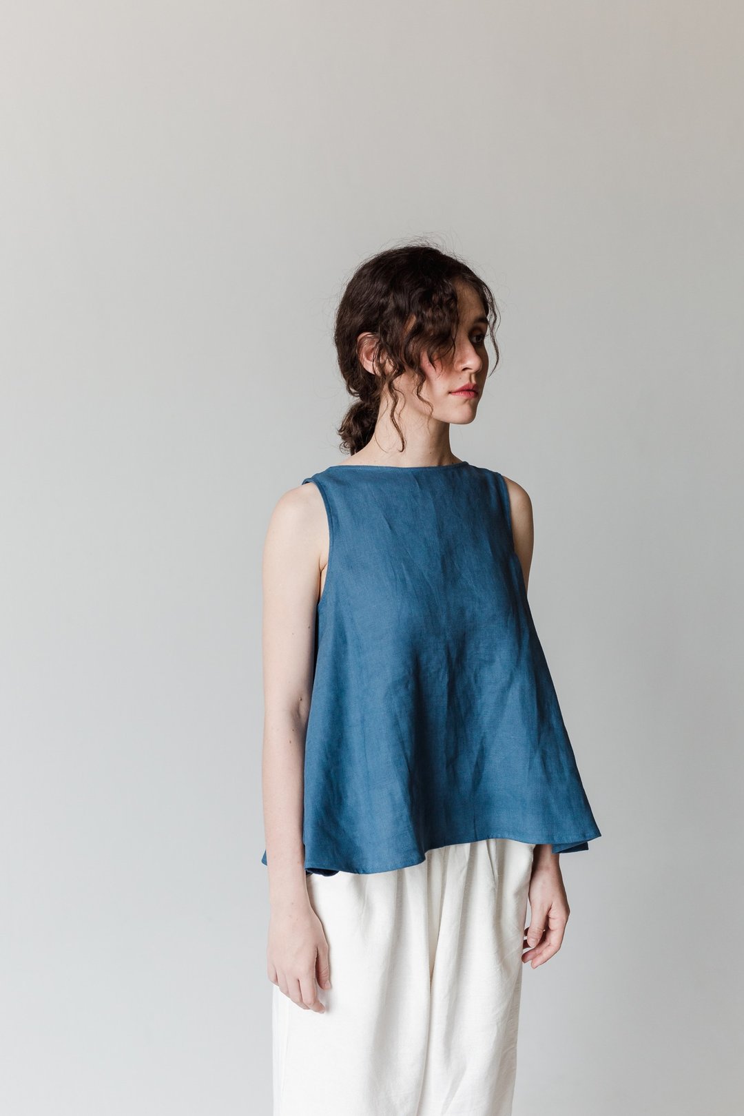 BOUQUET BLOUSE - DEEP OCEAN - 女装上衣 - 棉 蓝色