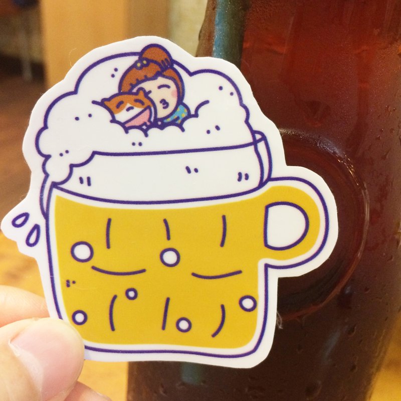 微醺猫の日常 防水贴纸 笔电 行李箱 适用 Waterproof stickers - 贴纸 - 防水材质 黄色