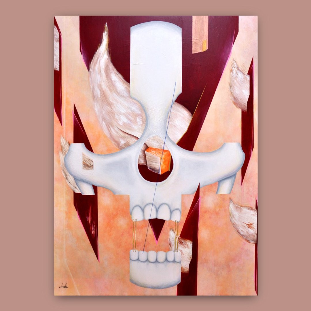 纯白色的美丽谎言 /艺术挂画 /抽象画 /灵魂画作 /装饰油画 - 海报/装饰画/版画 - 颜料 红色