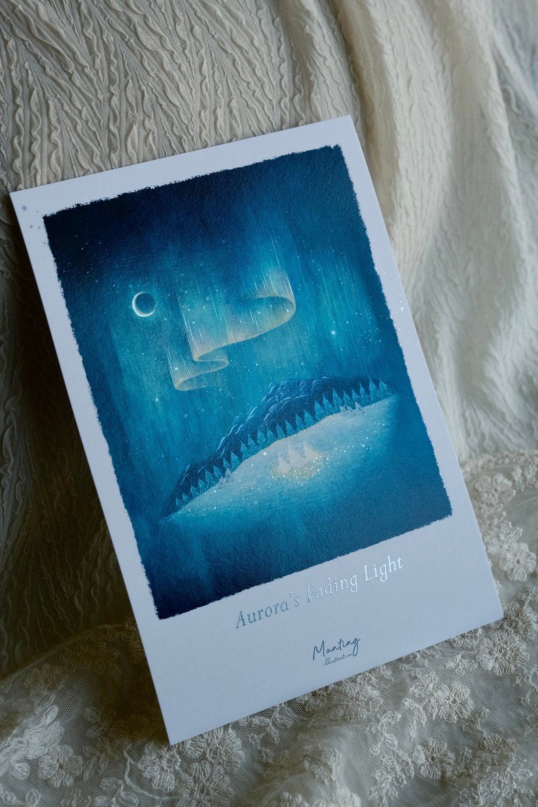 烫银画卡 15x21cm (A5) - Aurora's fading light - 卡片/明信片 - 纸 