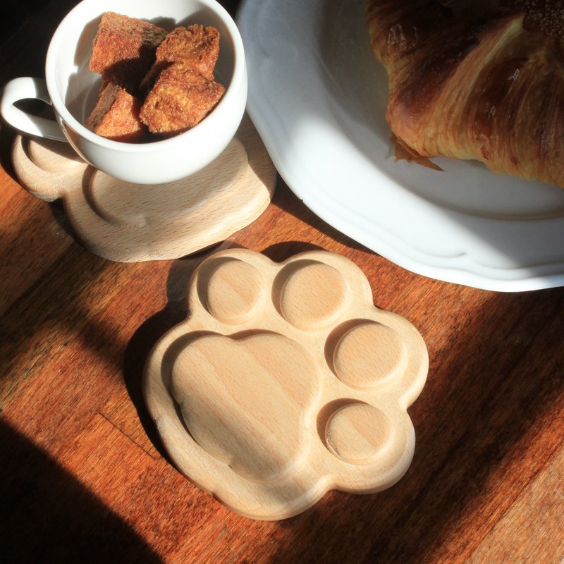 【Cup-Pal Coaster】可爱猫掌山毛榉实木造型杯垫 - 杯垫 - 木头 橘色