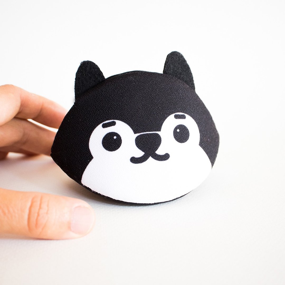 Alaskan malamute dog Accessory purse. Japanese style bag. - 化妆包/杂物包 - 棉 白色