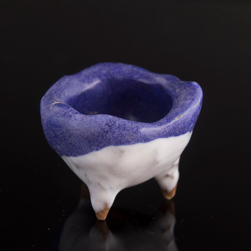 长腿系列//缩釉手工盆、陶盆、花器、盆器–蓝白双色 - 植栽/盆栽 - 陶 蓝色