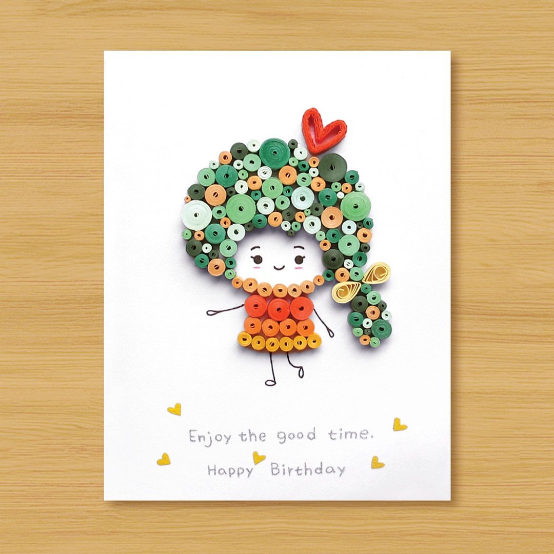 手工卷纸卡片 _ Forest Girl - 生日卡 情人卡 - 卡片/明信片 - 纸 绿色