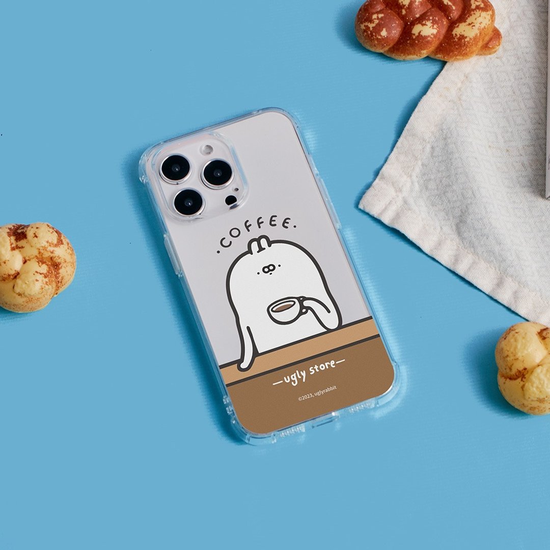 丑白兔COFFEE TIME全气囊防摔iPhone手机壳 - 手机壳/手机套 - 塑料 透明