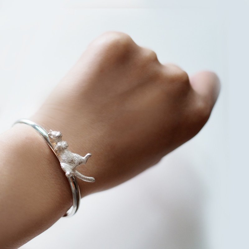 White cat bangle - 手链/手环 - 纯银 白色