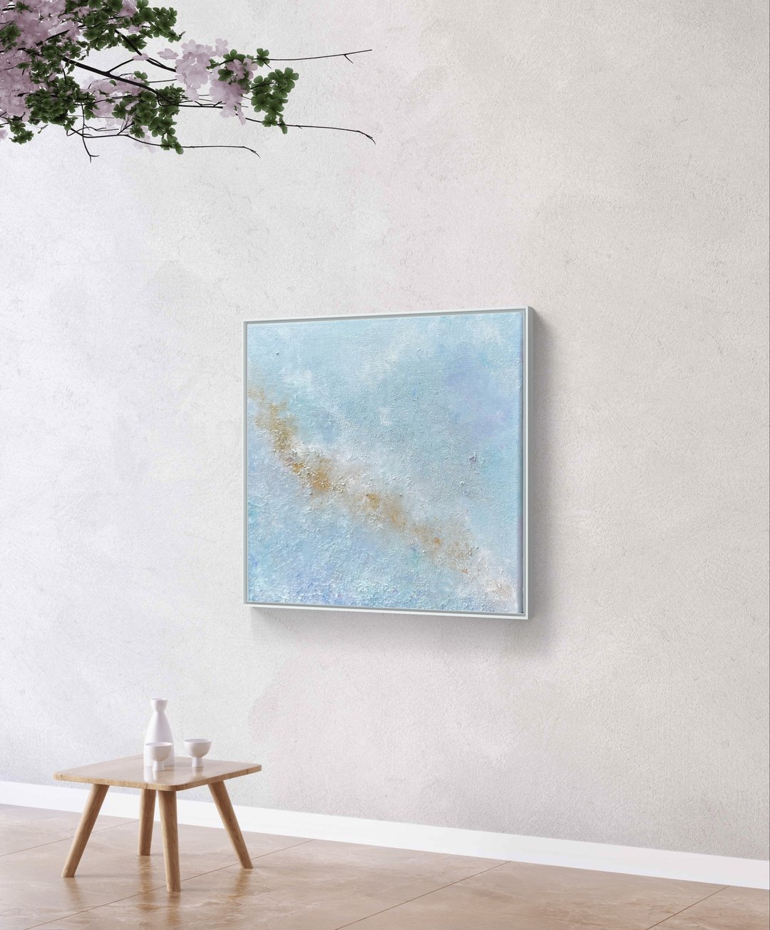 紫阳花 - Ajisai 原画/已裱框/日式风格/禅意/绘画/艺术/抽象画/细腻色调/现代/饭店/室内装饰/海外/财运/开运 - 海报/装饰画/版画 - 纸 蓝色