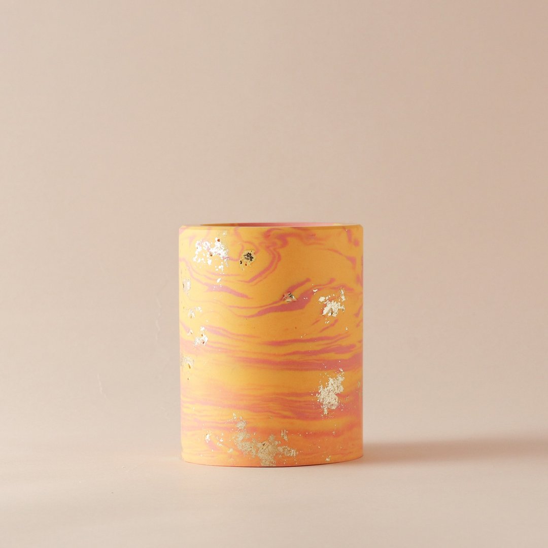 Jesmonite英国矿石树脂/笔筒-夕阳大理石纹 - 笔筒/笔座 - 环保材料 