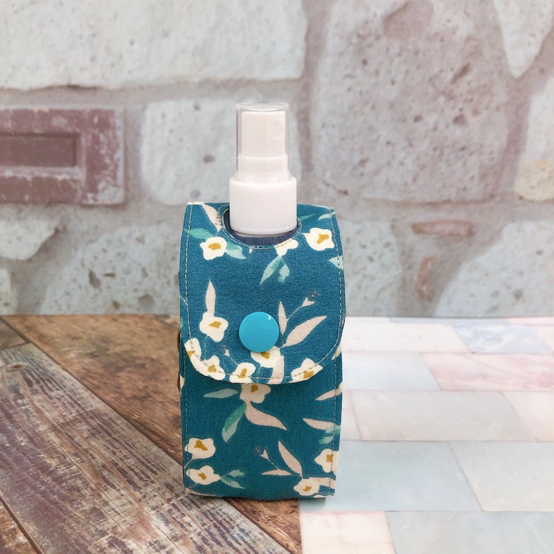 酒精/消毒液收纳袋 附100ml 2号瓶 外出必备防疫小物 - 茉莉小花 - 收纳用品 - 棉．麻 蓝色