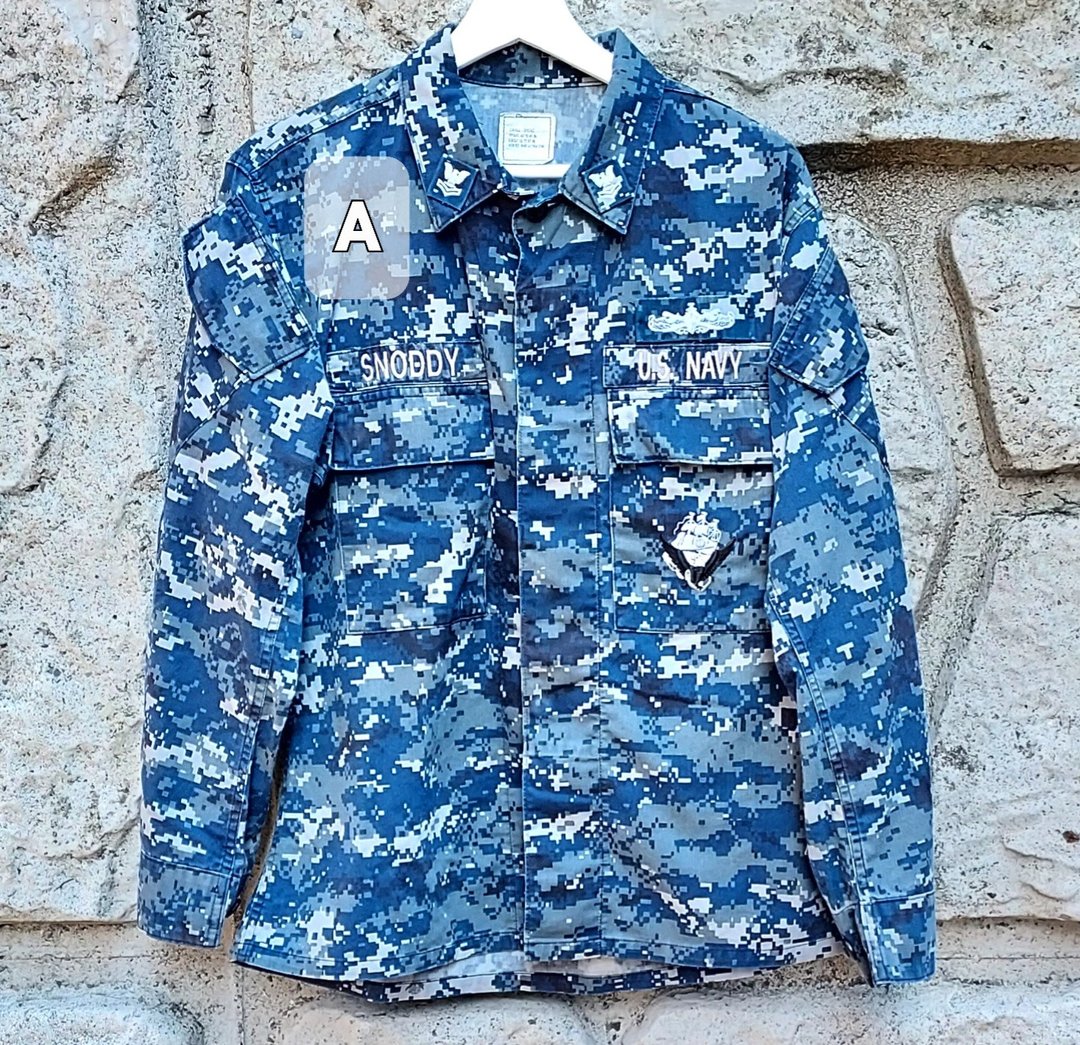 美国海军 US NAVY 公发 迷彩蓝 军用 衬衫夹克 • 帅气古着A款 - 男装衬衫 - 棉 蓝色