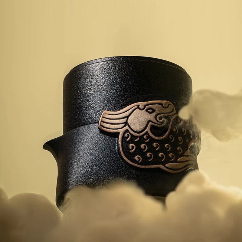 万仟堂旅行茶具快客杯一壶二杯户外随身便携式茶具送龙行天下 - 茶具/茶杯 - 陶 