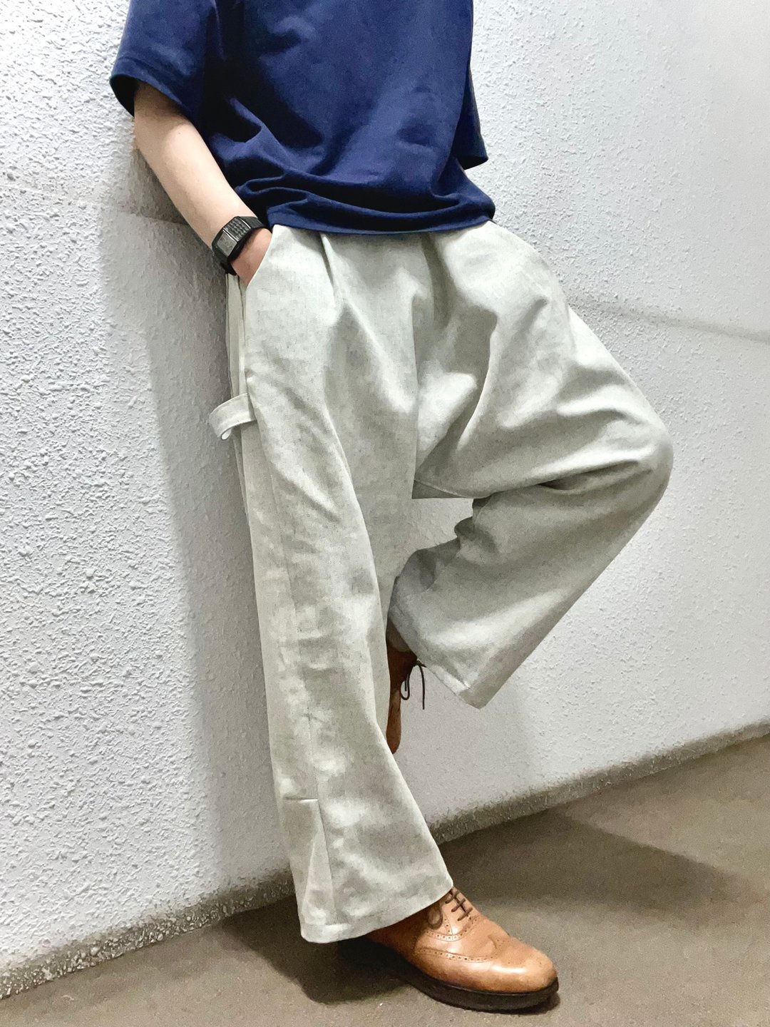 缩裆牛仔裤 101 浅绿丹宁 - 男士长裤 - 棉．麻 白色