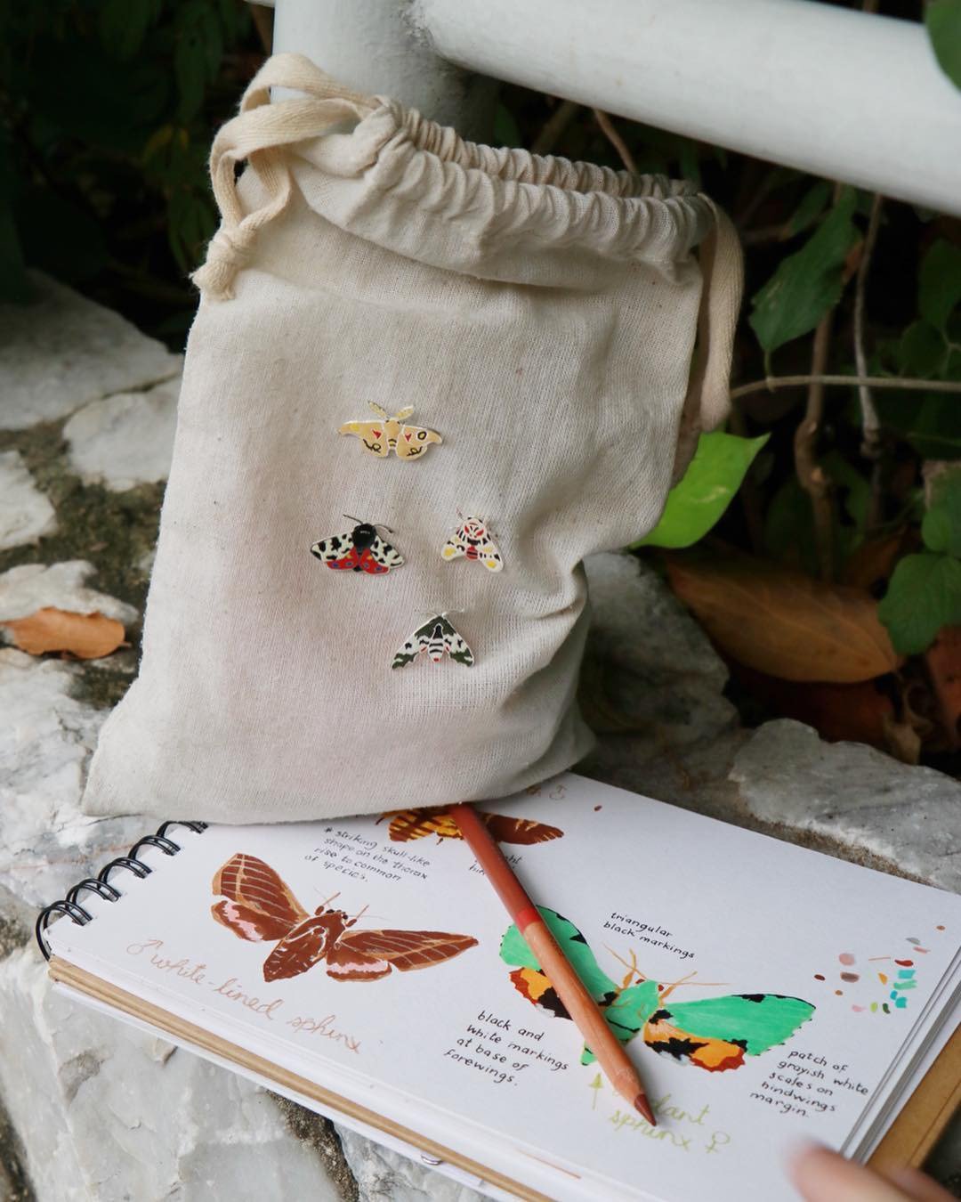 Plant House Tiger Moth with Clown Enamel Pin - 胸针 - 铜/黄铜 多色