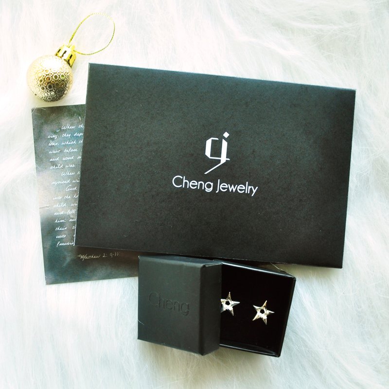 ∥Cheng Jewelry∥东方之星 礼物卡片组 纯银耳针 手链 礼物卡 - 耳环/耳夹 - 其他金属 银色
