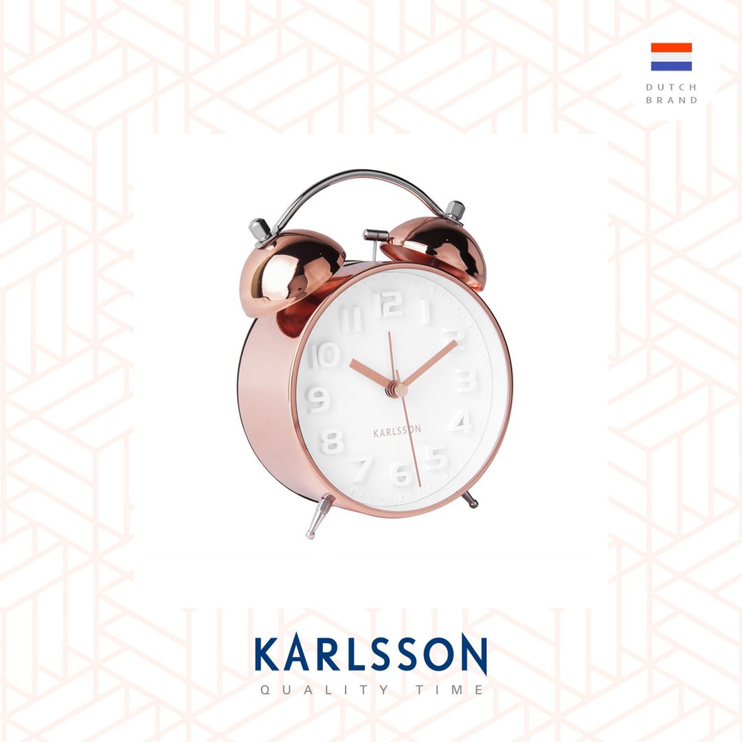 荷兰Karlsson 经典打铃闹钟Alarm clock Mr.White brushed copper - 时钟/闹钟 - 其他金属 白色