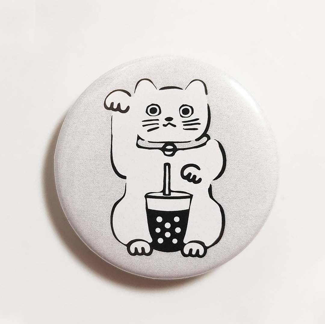 招财猫 猫 胸章 胸针  防水 别针 胸针 胸章 布章 扁别针 胸章 - 胸针 - 其他金属 银色