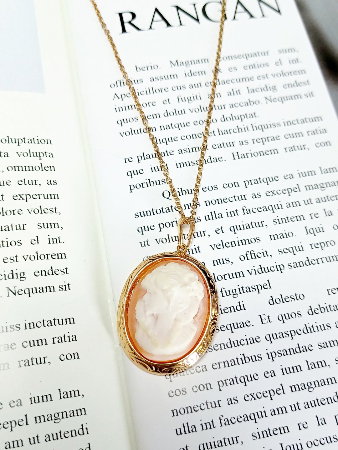 vintage jewelry 西德 Cameo 贝雕少女18k镀金项链 - 项链 - 其他金属 