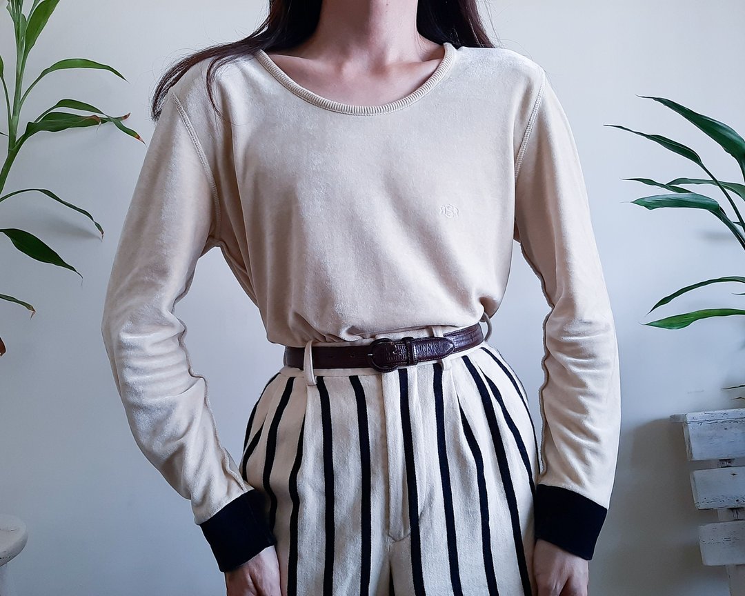SONIA RYKIEL PARIS 米色 黑色 天鹅绒衬衫 套头衫 天鹅绒 - 女装上衣 - 聚酯纤维 卡其色