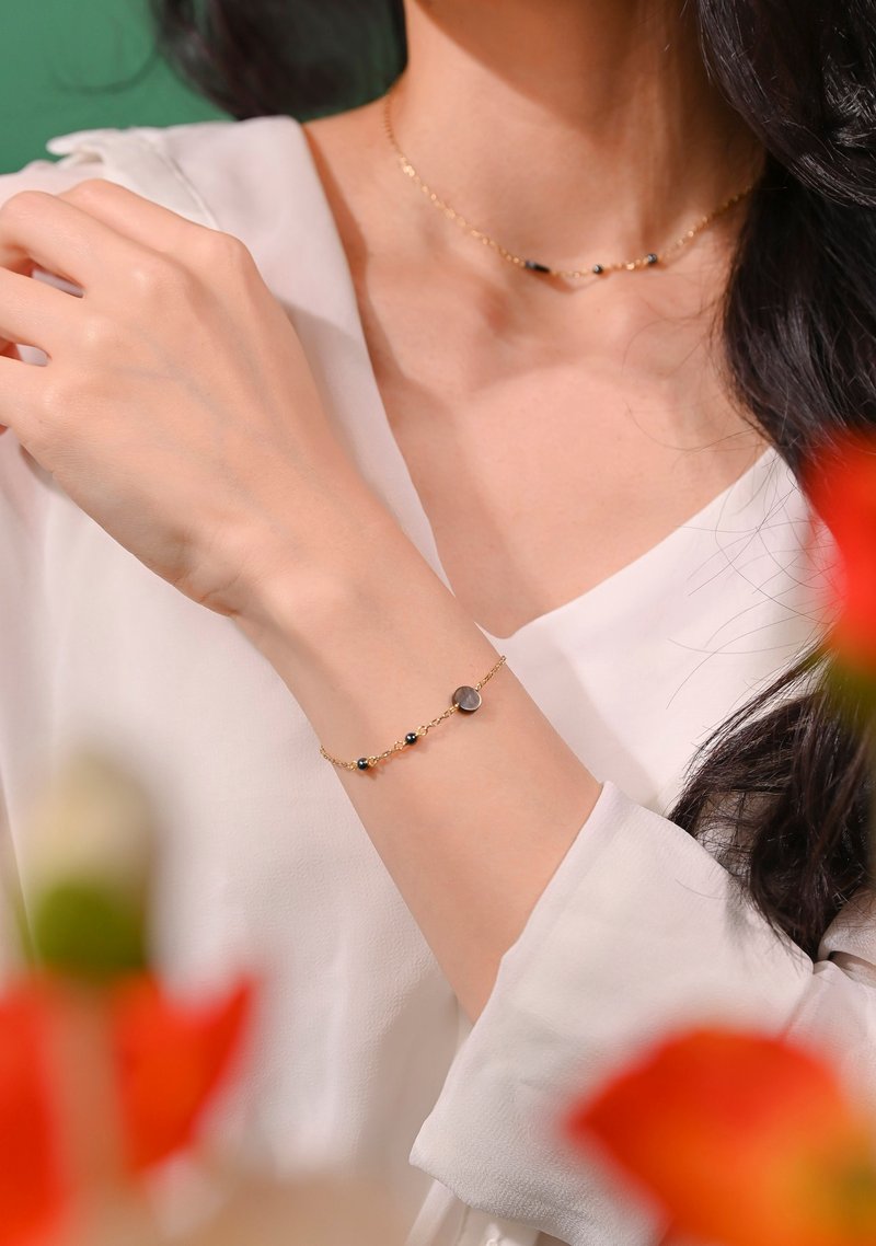 贝壳不对称手链 / 贝壳 铁胆 / JIEGEM   姊的珠宝 - 手链/手环 - 半宝石 黑色