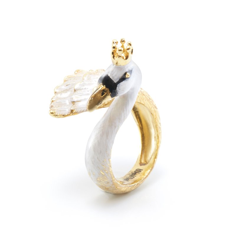 Ivory white swan ring - 戒指 - 其他金属 白色