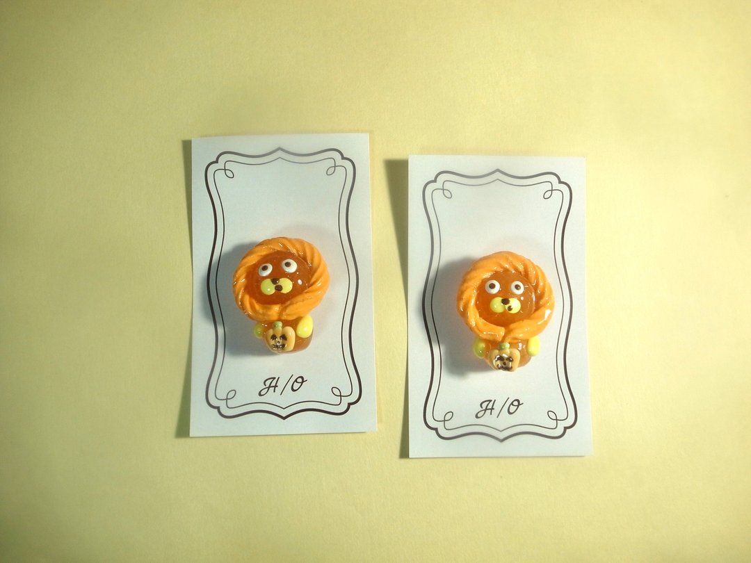 万圣节栗子造型果冻小动物胸针/别针 - 胸针 - 树脂 橘色