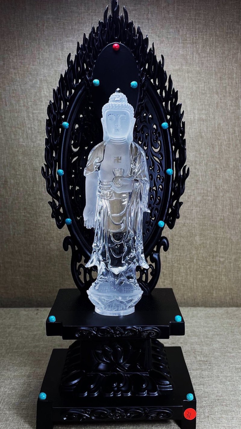 收藏级天然白水晶阿弥陀佛摆件 释迦摩尼佛 佛祖摆件 雕工精湛 - 其他 - 水晶 