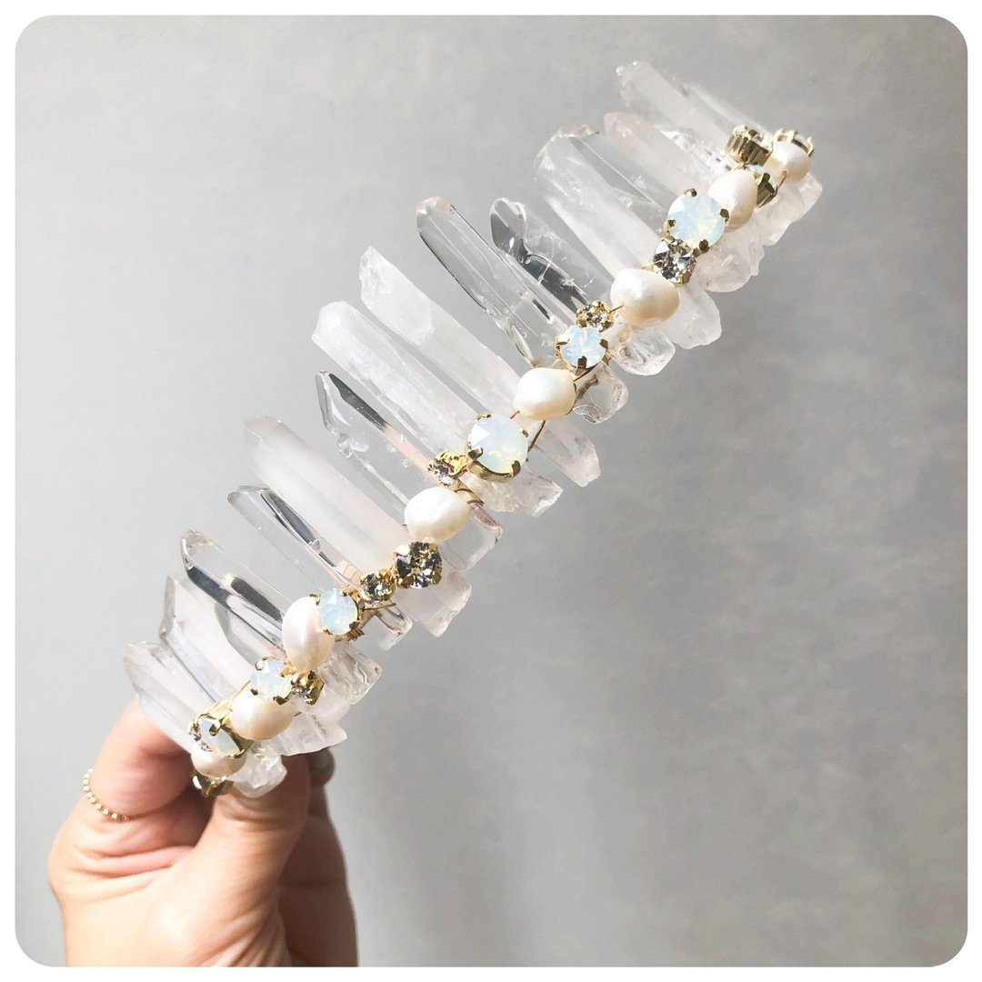 BRIDAL CRYSTAL JEWEL TIARA - 发饰 - 水晶 白色