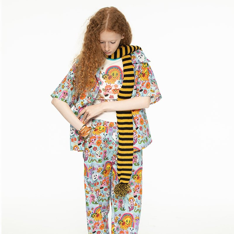 iscreamcolour MOF 艺术家原创彩色满印短袖睡衣套装情侣纯棉居家 - 居家服/睡衣 - 棉．麻 多色