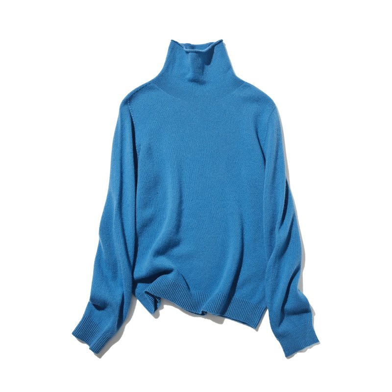 舒适好穿，能穿出俐落感的秋冬必备针织衫 100%羊毛 羊毛衫 鲜艳蓝色 251120-6 - 女装衬衫 - 羊毛 蓝色