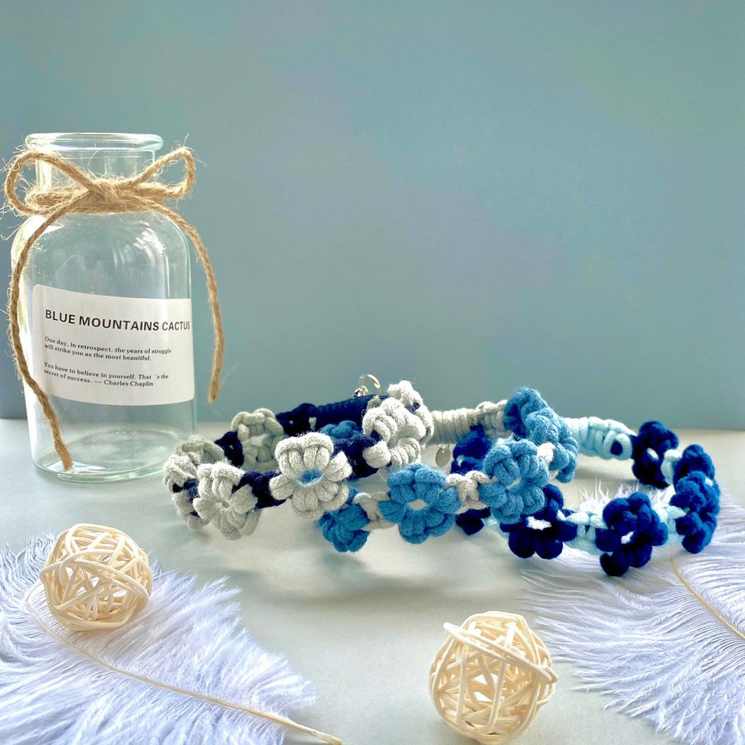 编织手机挂绳 / 花圈挂绳 Macramé 【撞色花朵】 - 挂绳/吊绳 - 棉．麻 多色