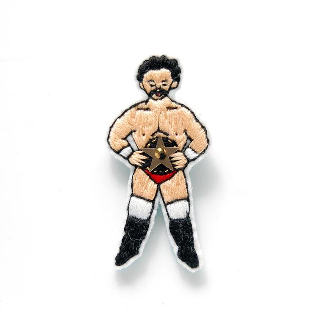 Champion wrestler embroidery brooch - 胸针 - 羊毛 