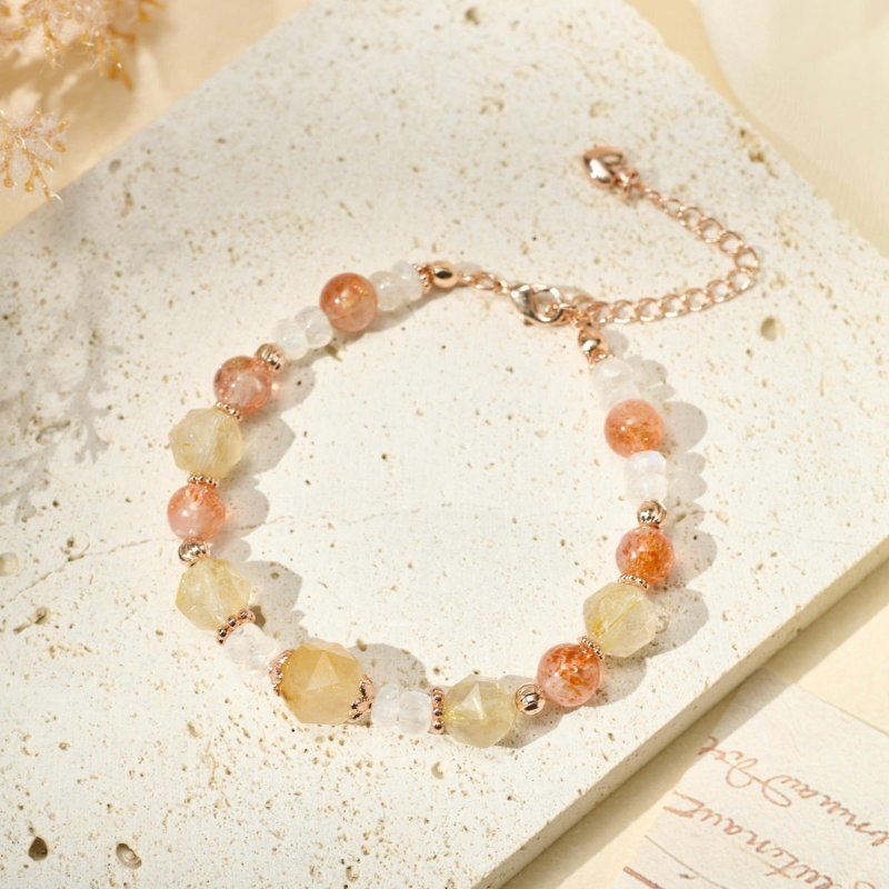 金发晶 金太阳 蓝月亮石 水晶手链/行动能量 情绪平衡 - 手链/手环 - 水晶 橘色