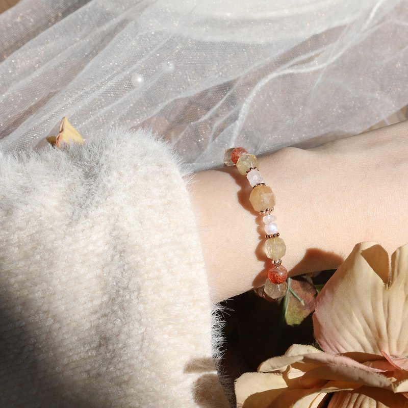 金发晶 金太阳 蓝月亮石 水晶手链/生日礼物 圣诞礼物 - 手链/手环 - 水晶 橘色