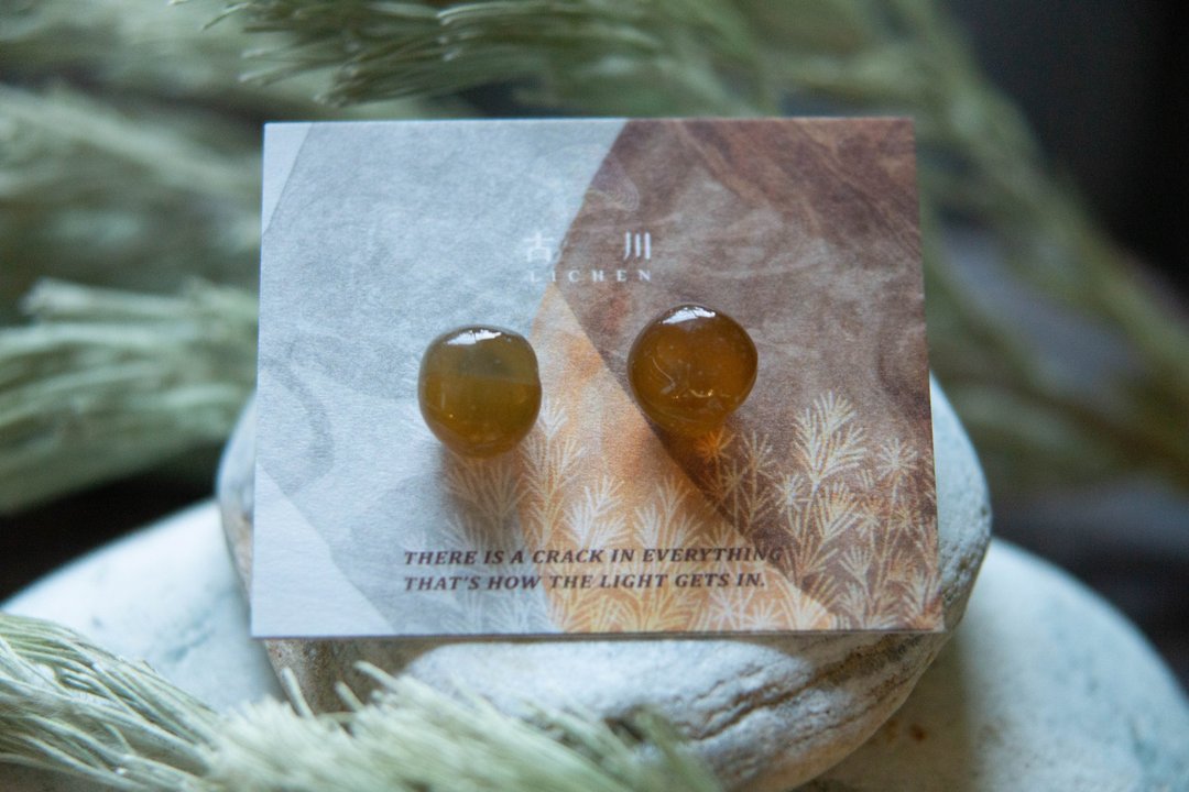 CRACK | 矿物系耳环 |  EARRINGS - 耳环/耳夹 - 玉石 黄色