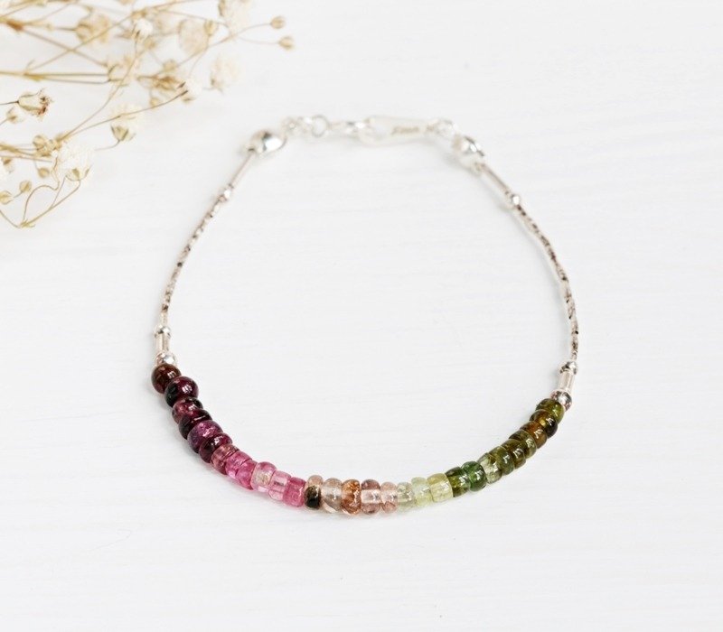 <挚爱>碧玺 925纯银手链 Tourmaline silver bracelet 10月诞生石 轻珠宝 母亲节 情人节 生日礼物 纪念日 宴会 party 交换礼物 圣诞节 - 手链/手环 - 宝石 