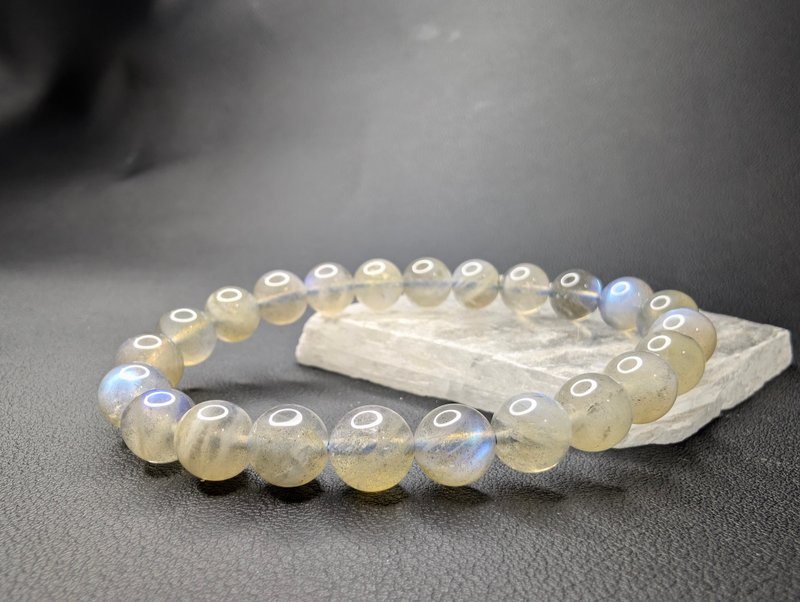 蓝光 拉长石 灰月光石 9mm 手串 手链 天然水晶 水晶手链 - 手链/手环 - 水晶 