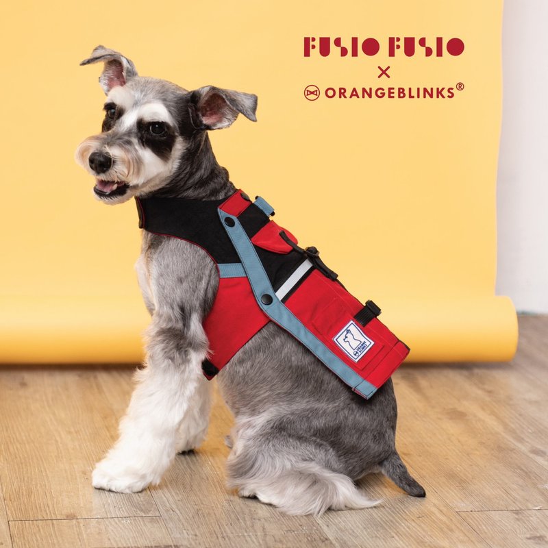 毛孩工作服胸背衣 可拆式两穿 亮红+碳黑  XS/S/M/L/XL - 衣/帽 - 棉．麻 