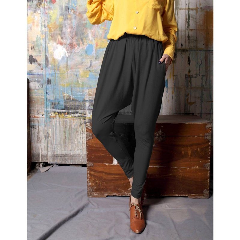 安妮陈女装低档哈伦裤 弹力文艺长裤薄款休闲裤2016秋季新款休闲 - 女装长裤 - 聚酯纤维 黑色